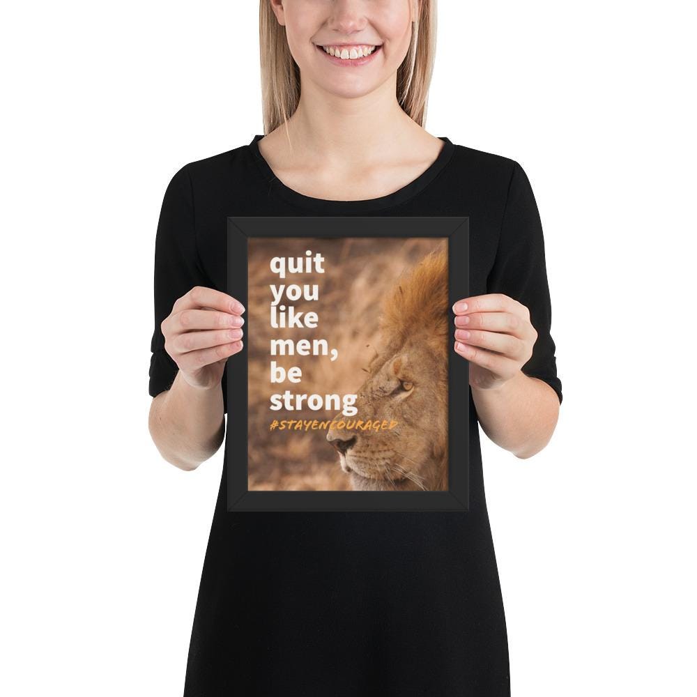 Lion Strength Framed Inspirational Poster