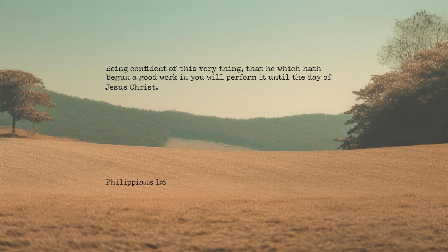Philippians 1:6 Landscape Canvas Print - 12” x 18” Christian Wall Art