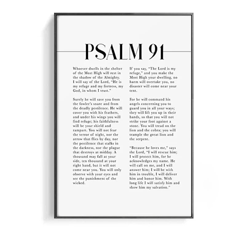 Psalm 91 Scripture Wall Art, He Who Dwells In The Shelter, Bible Verse Artwork For Your Christian Home Decor