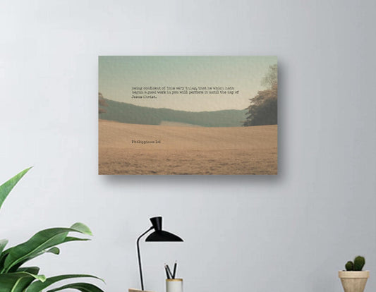 Philippians 1:6 Landscape Canvas Print - 12” x 18” Christian Wall Art